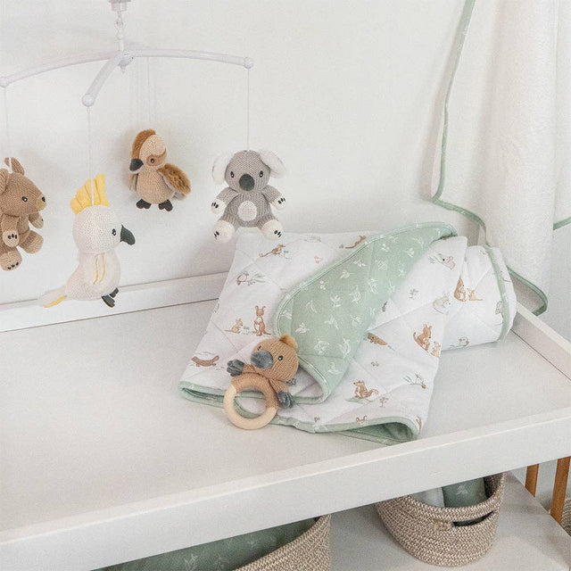 Reversible Quilted Cot Comforter - Australiana