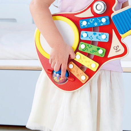 Close-up detail of the Hape 6-in-1 Music Maker educational toy