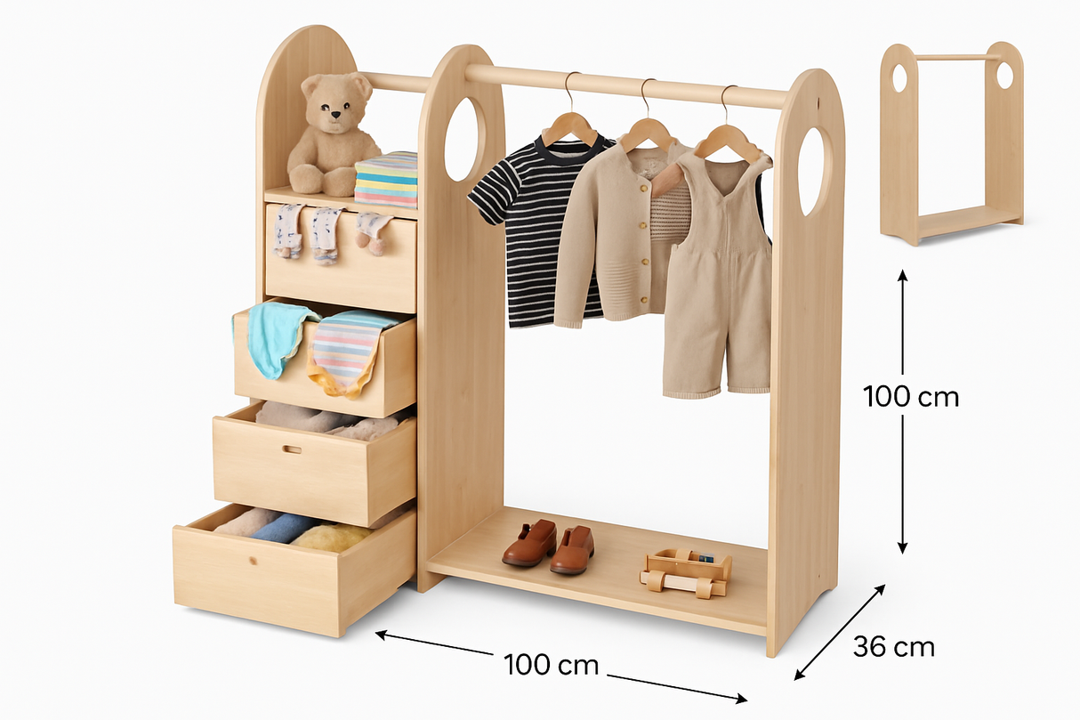 Montessori Wardrobe with Drawers - Pre Order Late August