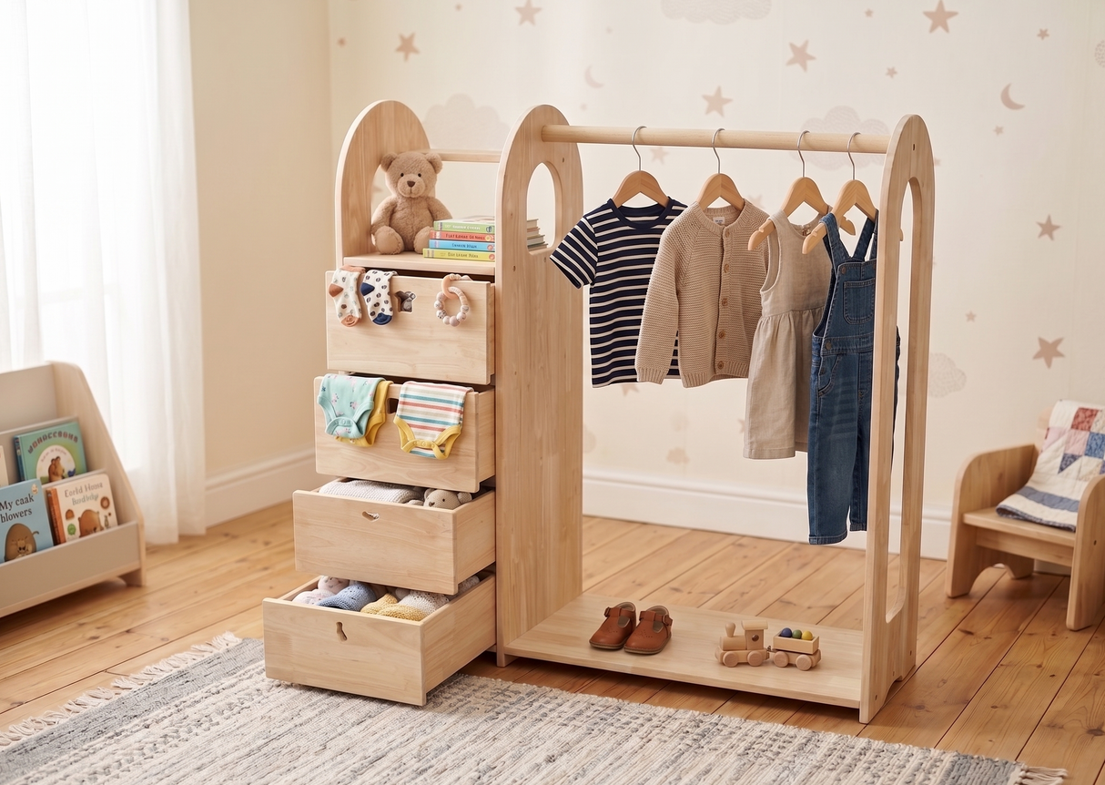 Montessori Wardrobe with Drawers - Pre Order Late August
