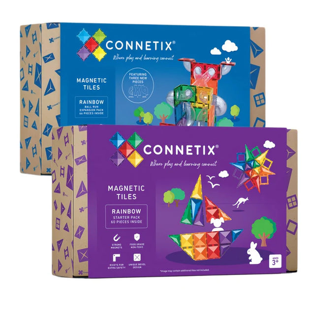 Connetix Tiles 126 Piece Starter Rainbow Ball Run Bundle