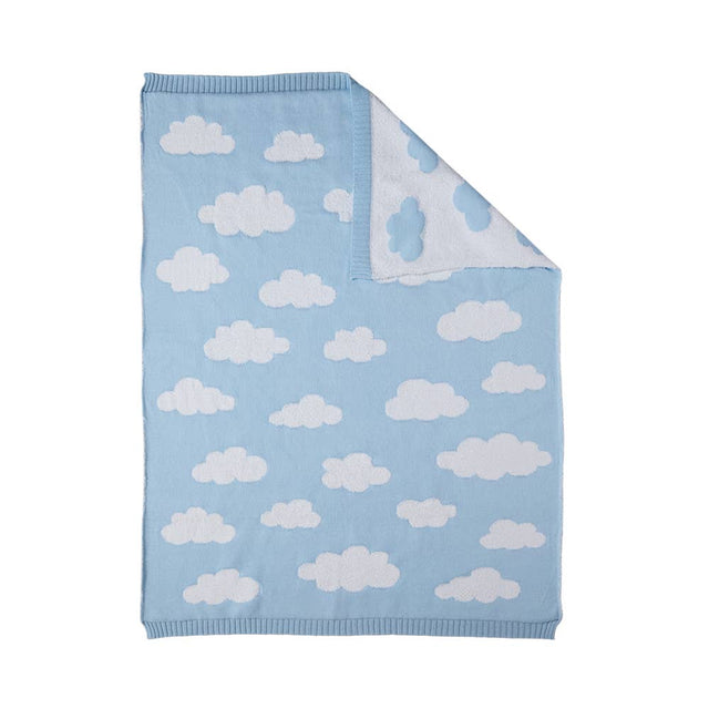 Pram Knitted Blanket - Cloud Whisper / Blue