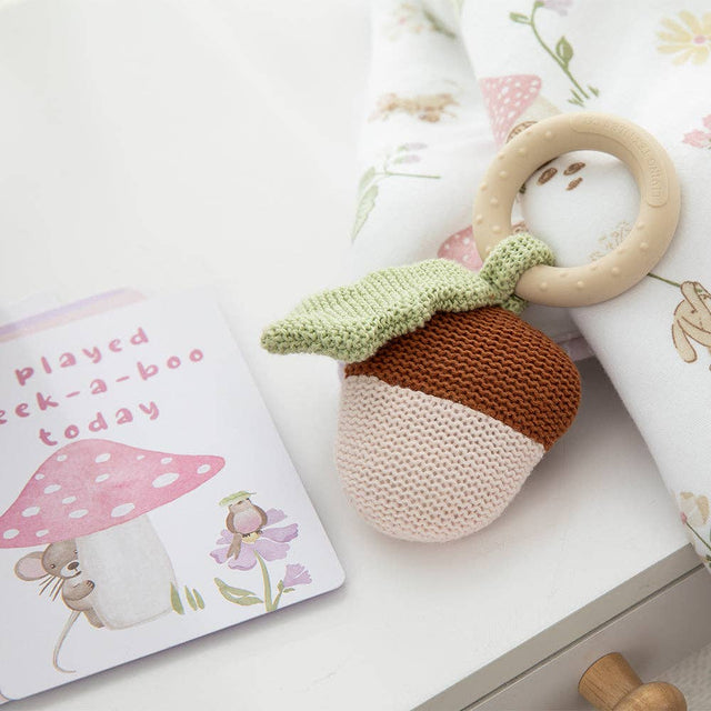 Acorn Teething Ring Rattle - Whimsical Wonderland