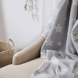 Pram Knitted Blanket - Grey Stars