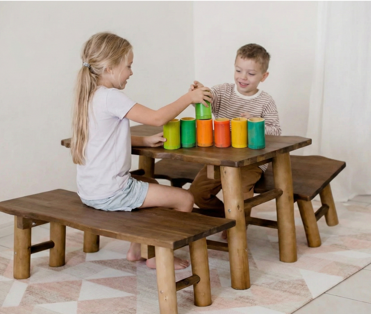 Rainbow Bamboo Sorting Tubes - Set of 6