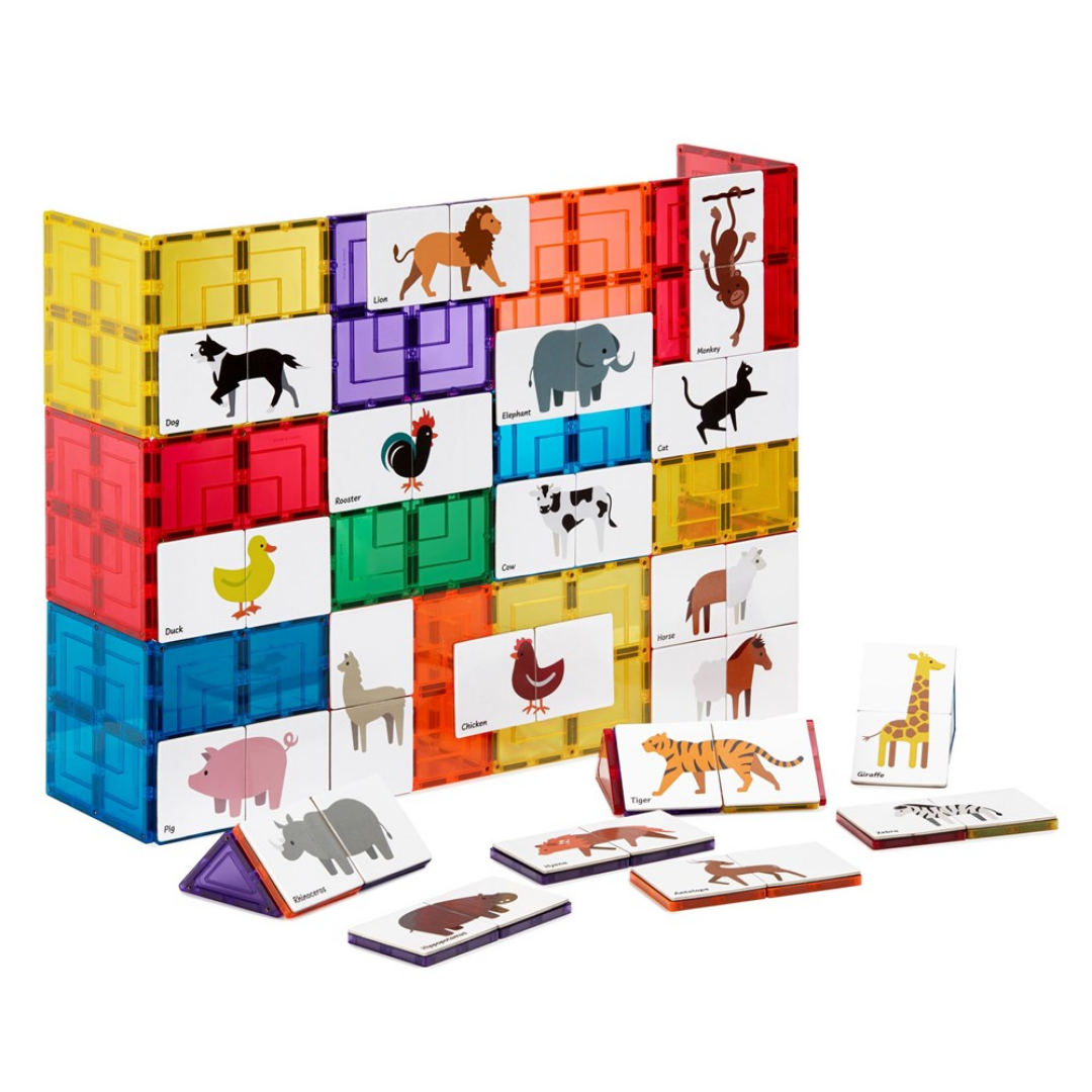 Close-up of the timber TileTek Animal Pack Tile Toppers pieces