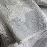 Pram Knitted Blanket - Grey Stars