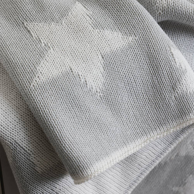 Pram Knitted Blanket - Grey Stars