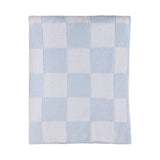 Chenille Blanket - Checkered Blue