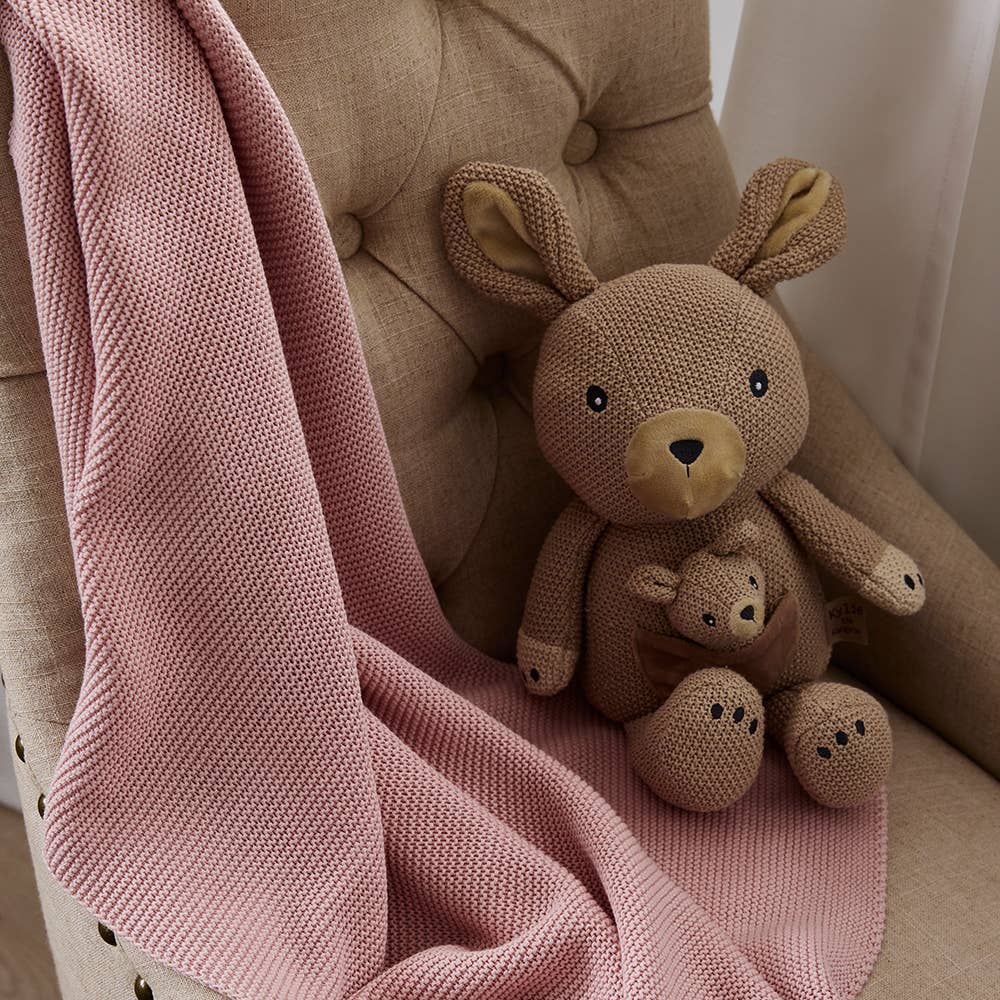 Pram Knitted Blanket - Dusty Rose