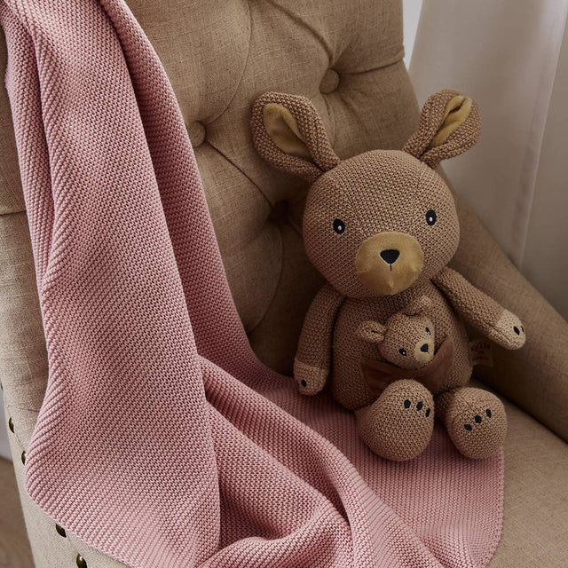 Pram Knitted Blanket - Dusty Rose