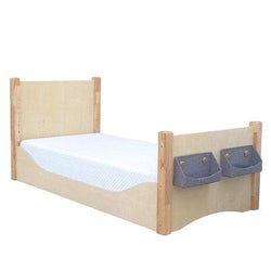 Adjustable Floor Bed - Varnished - Grey Baskets