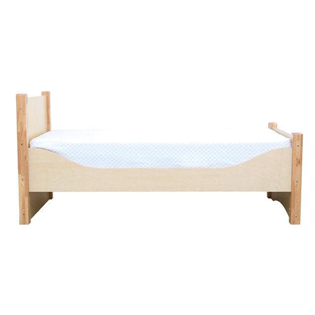 Adjustable Floor Bed - Varnished - White Baskets