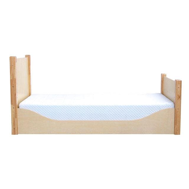 Adjustable Floor Bed - Varnished - White Baskets