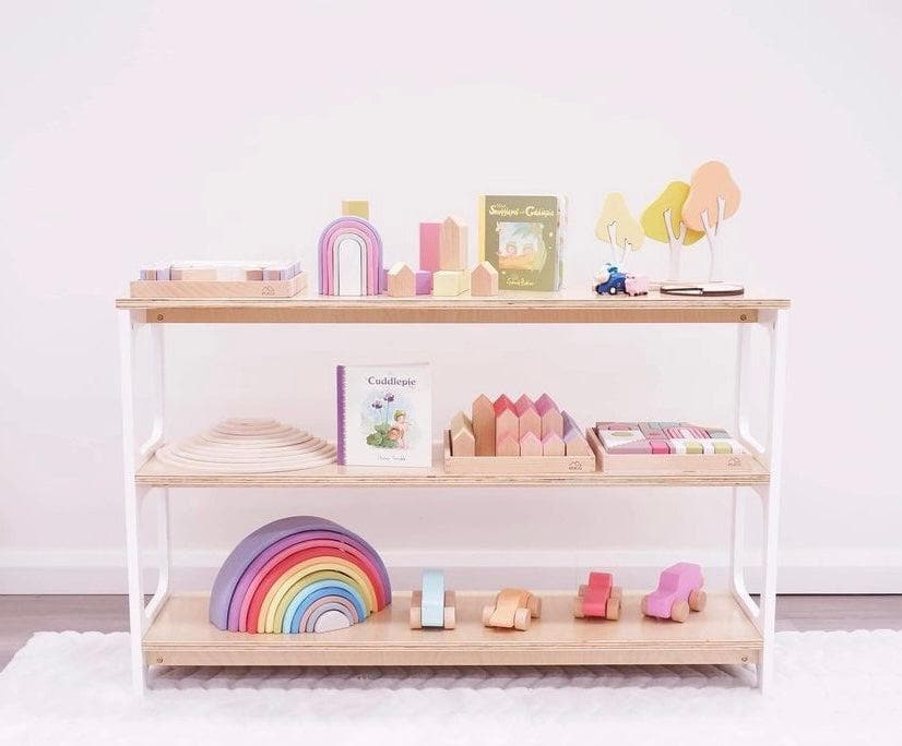 Aspire Slimline Two-Tier Bookshelf - White and Varnish