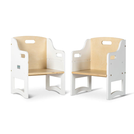 Aspire Weaning Chairs Twin Pack - White and Varnish-Furniture & Décor-My Happy Helpers