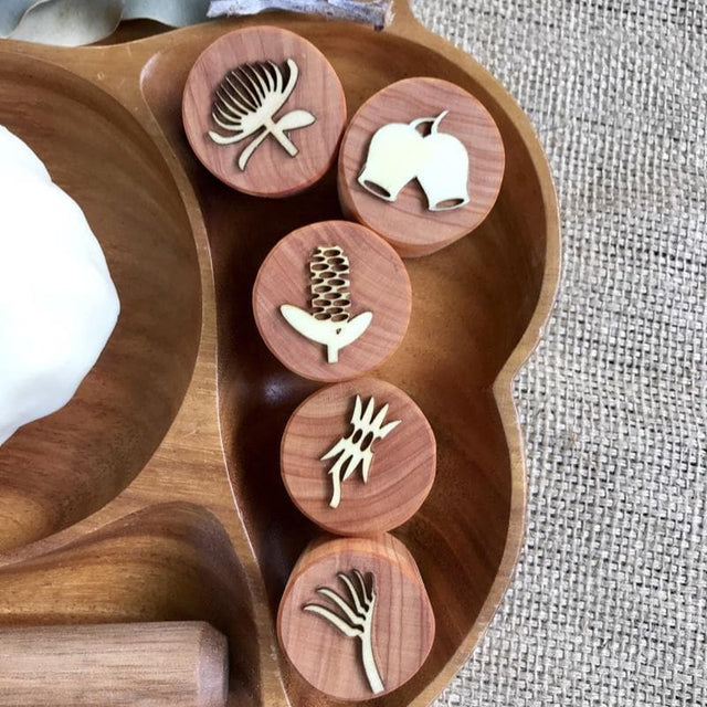 Australian Flora Wooden Playdough Stamps