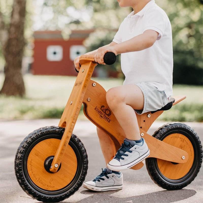 Close-up detail of the Kinderfeets Balance Bike - Bamboo
