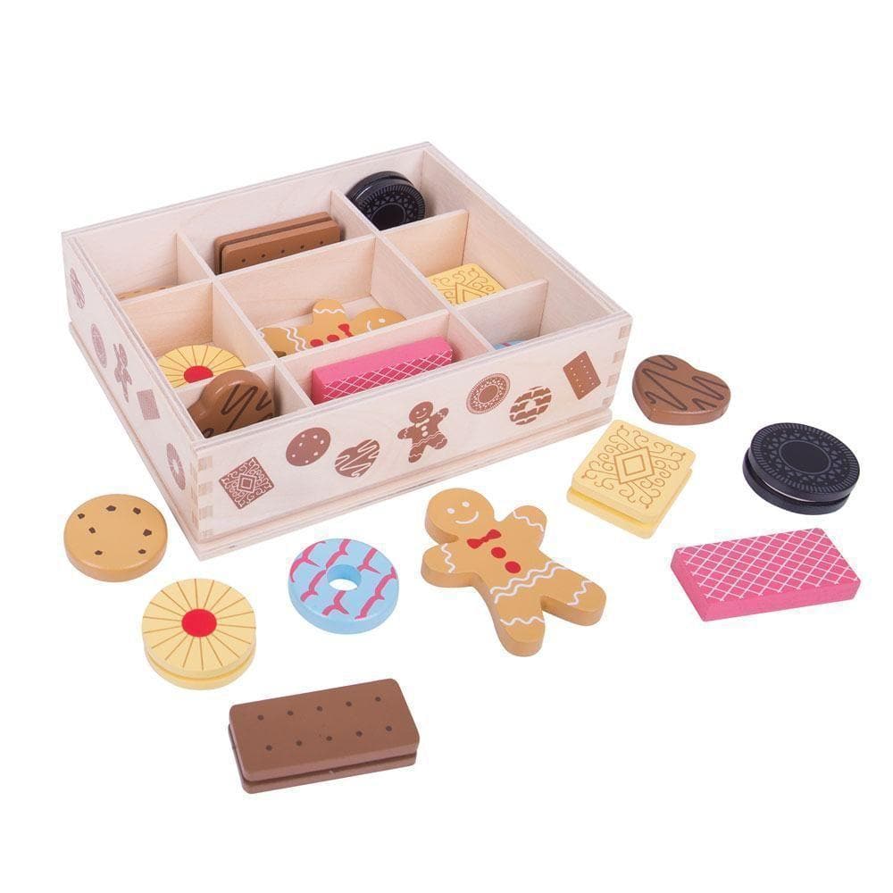 Wooden Biscuits Box by Bigjigs Wooden Food Toddler Pretend Play My Happy Helpers