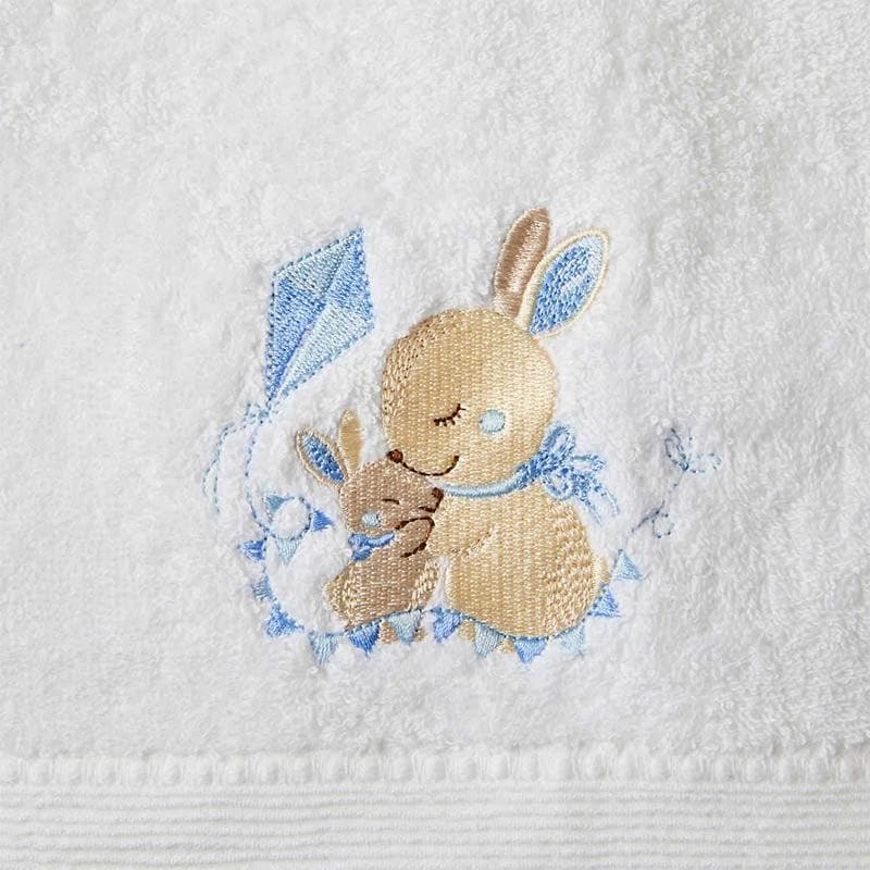 Close-up detail of the Blue Bunny Bath Towel & Face Washer
