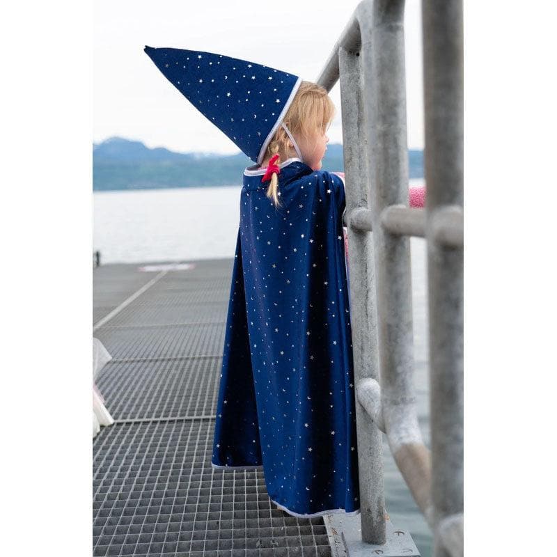 Close-up detail of the Blue & Silver Sparkle Wizard Cape