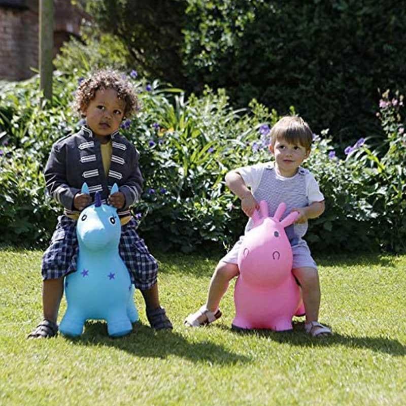 Close-up of the grip handles on the Turquoise Unicorn Bouncer