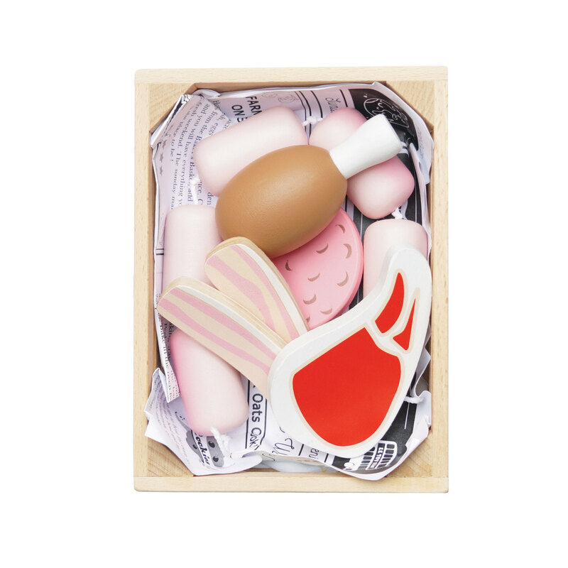 Butchers Meat Wooden Market Crate - 7 Piece