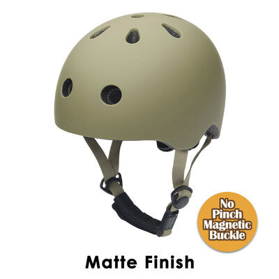 CoConuts Vintage Green Helmet - Small/ Medium children's bike helmet with magnetic pinch-free buckle