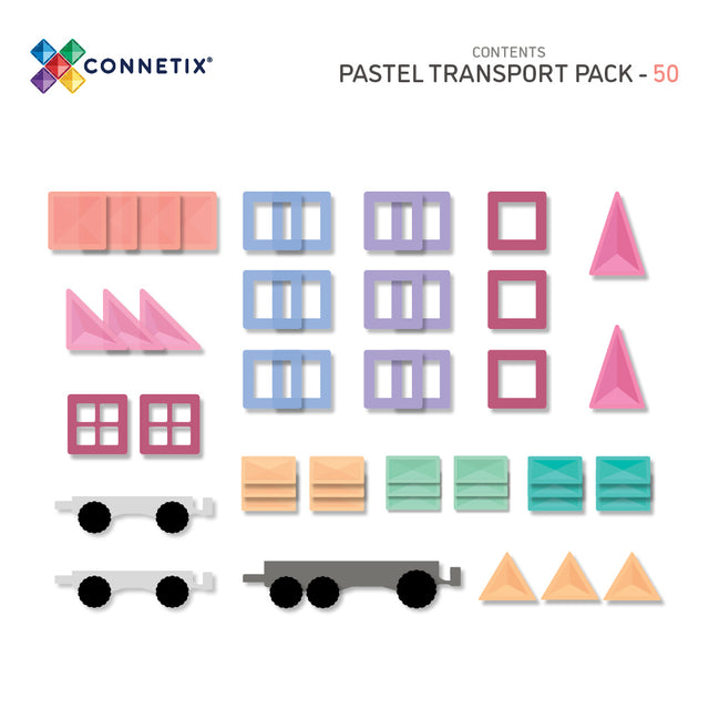 Connetix Pastel Transport Pack 50 pc