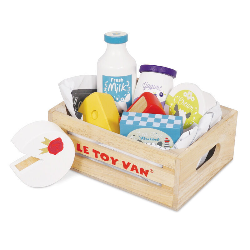 Cheese & Dairy Wooden Market Crate - 8 Piece
