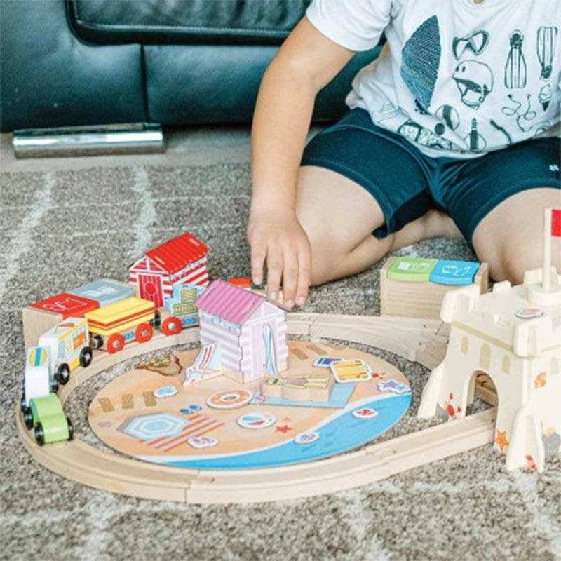 Bigjigs Coastal Clean Up Train Set toy vehicle – oh, we do like to clean beside the seaside