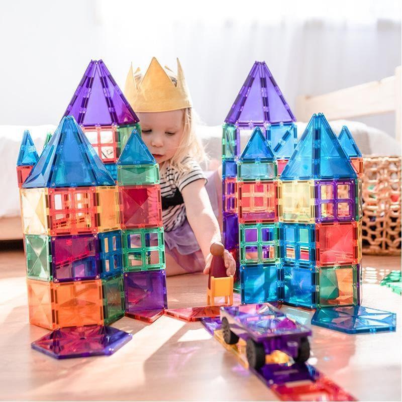 Child building with the Connetix 212 Mega Pack