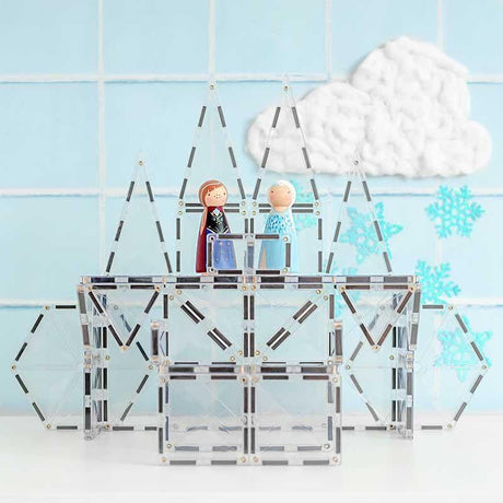 Every piece included in the Connetix 34pc Clear Pack