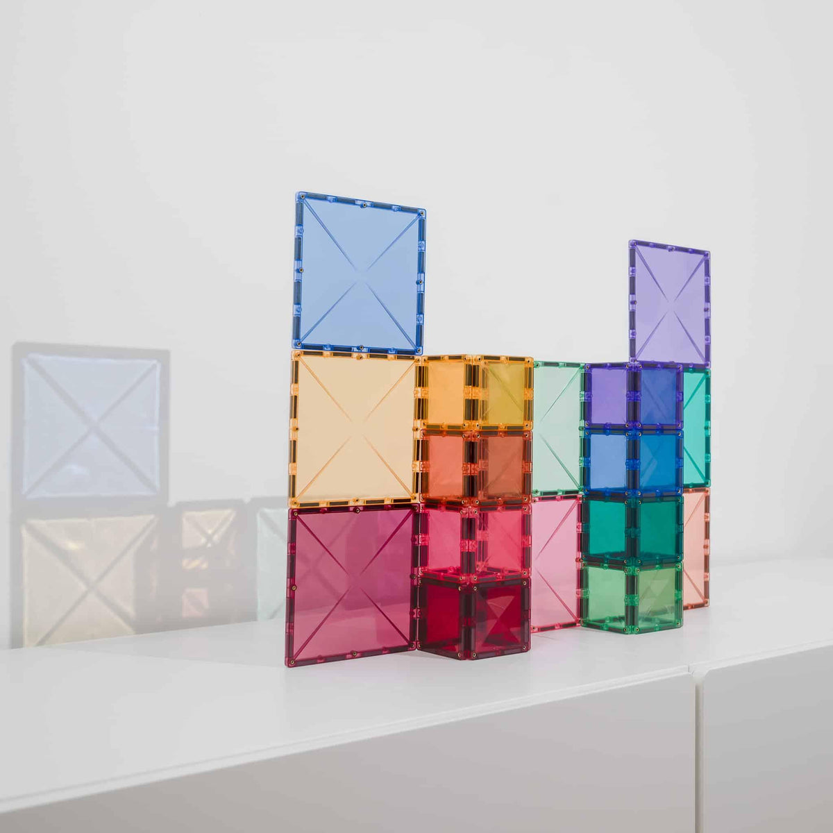 Connetix 40 Piece Pastel Square Pack built into a finished structure