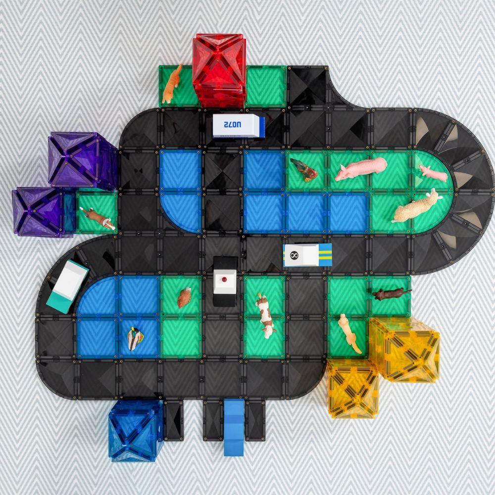 Child building with the Connetix Creative Roads Pack 48 pc