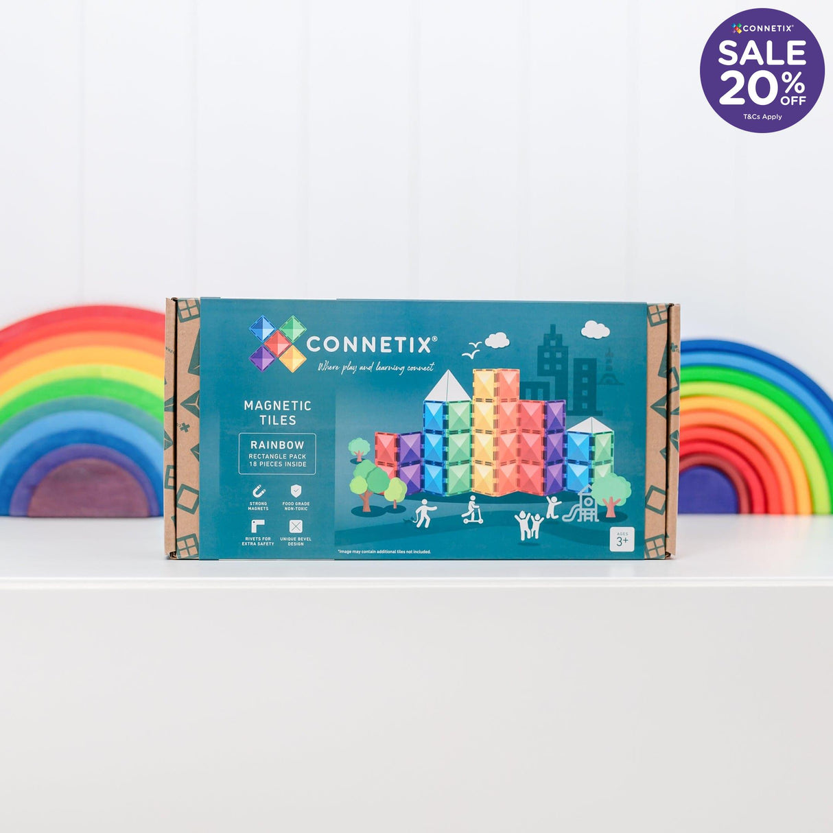 Connetix Rainbow Rectangle Pack 18pc