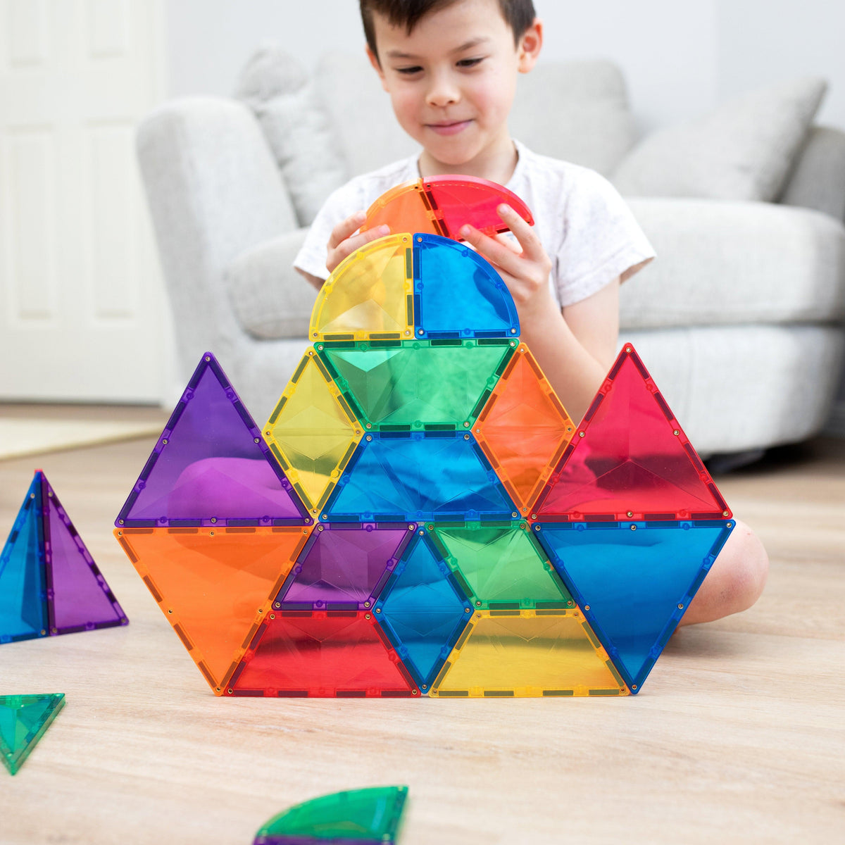Close-up detail of the Connetix Rainbow Shape Expansion Pack 36pc