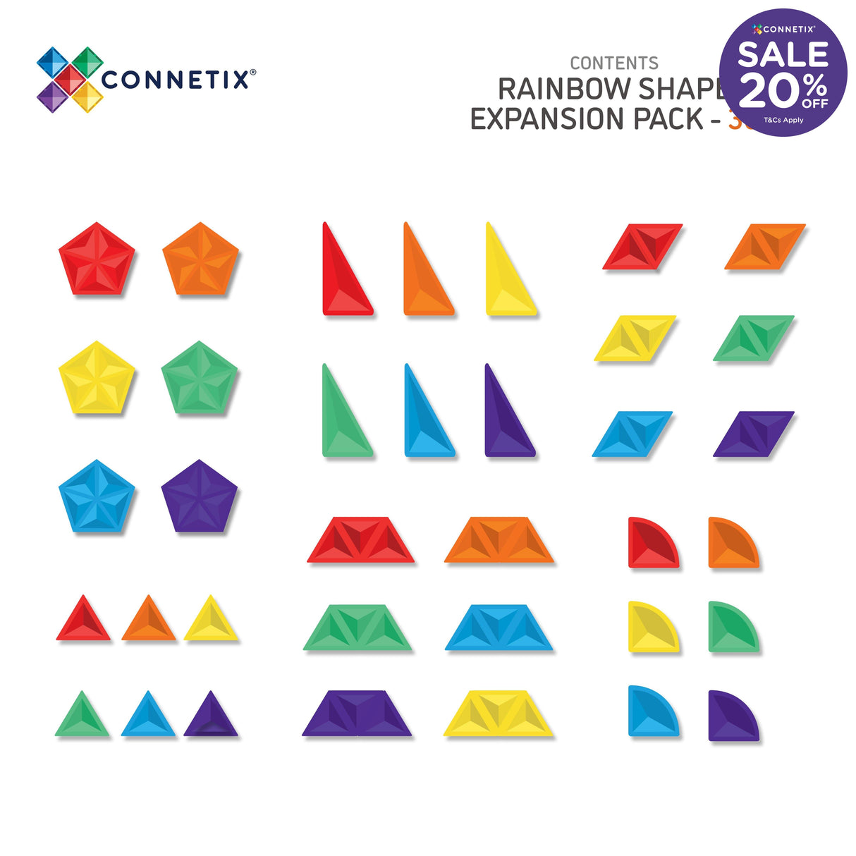 Connetix Rainbow Shape Expansion Pack 36pc
