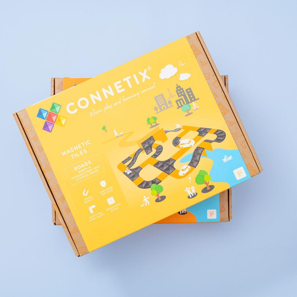 Close-up detail of the Connetix Ramps & Intersections Pack 16 pc