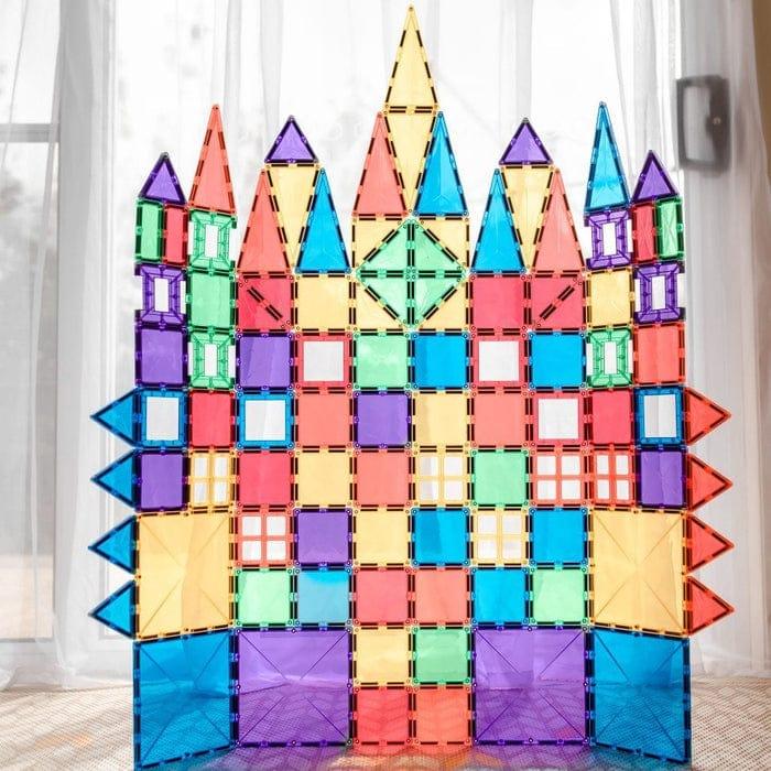 Child building with the Connetix 104 Piece Creative Car Bundle