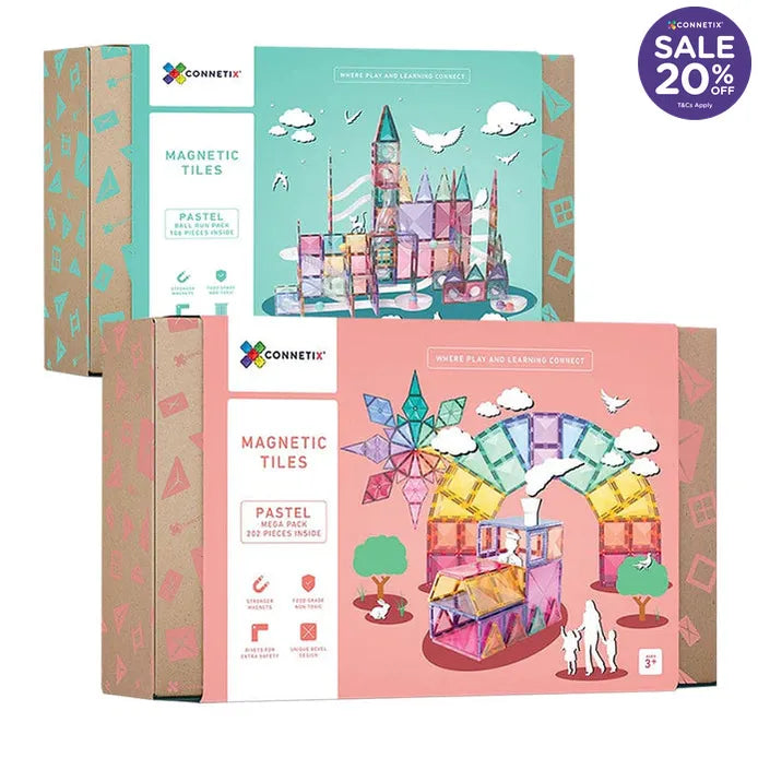 Connetix Tiles 308 Piece Pastel Ball Run Mega Bundle