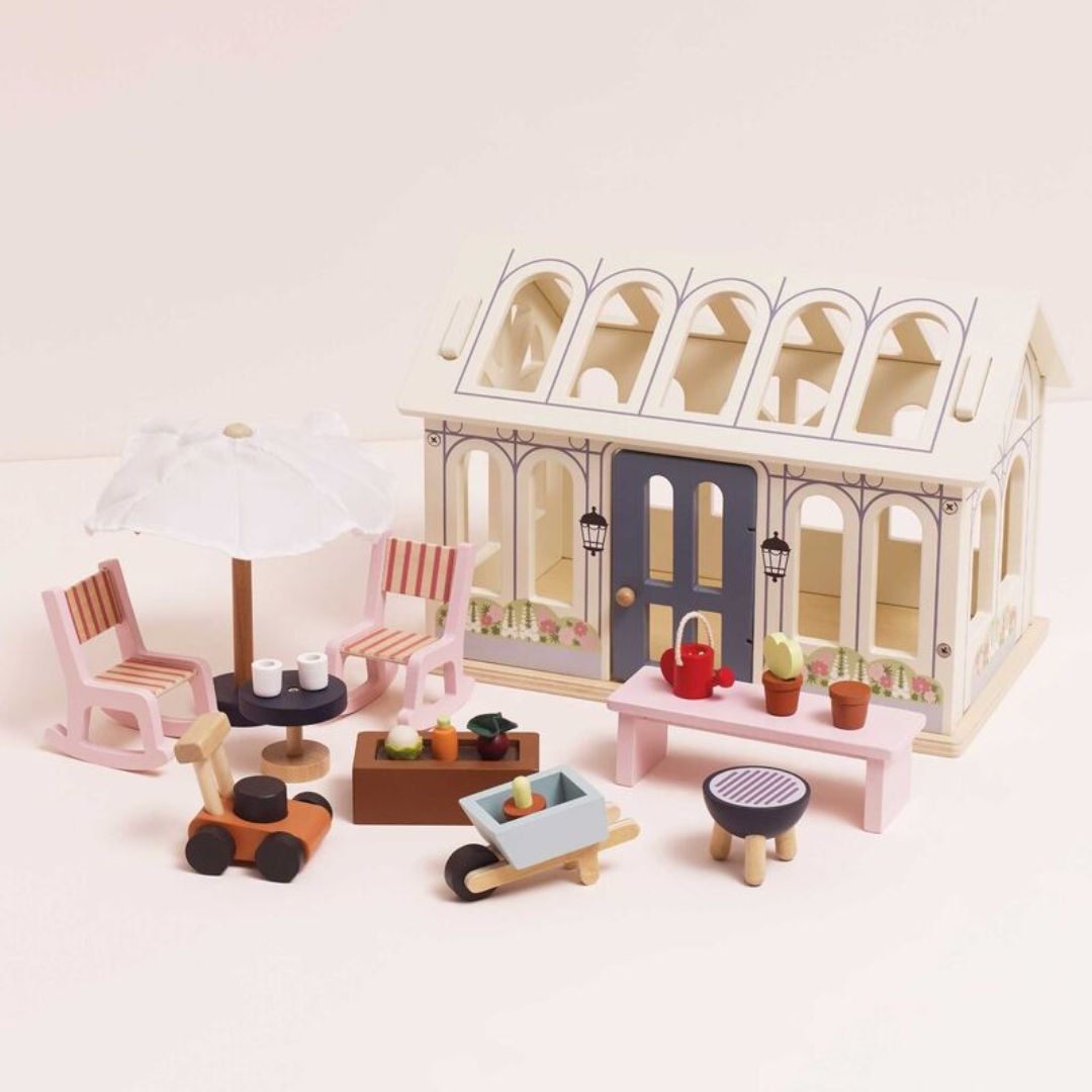 Close-up detail of the Le Toy Van Conservatory Set Dolls House