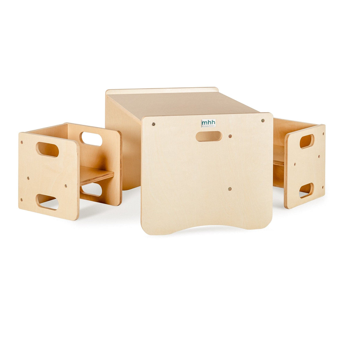 Cube Weaning Table & 2 Chairs - Varnished