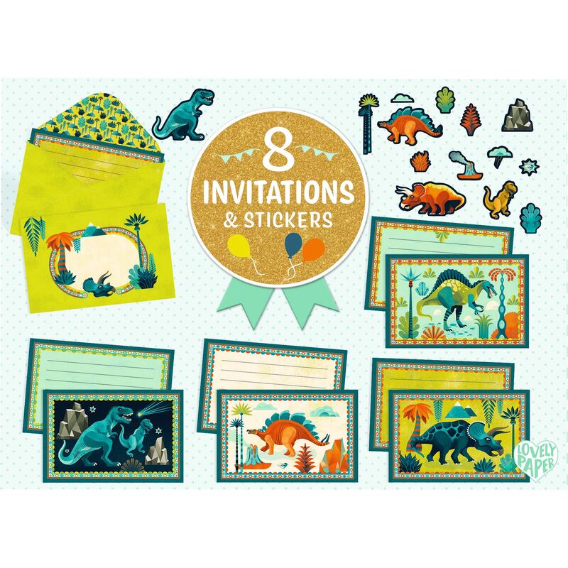 Dinosaur Card & Blank Invitation Set