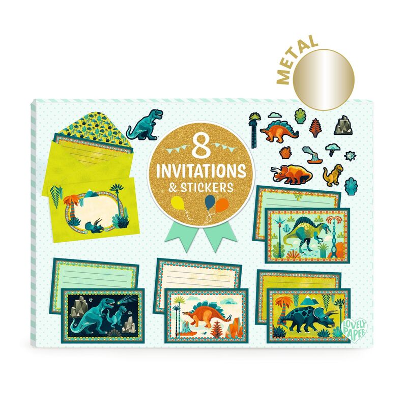 Dinosaur Card & Blank Invitation Set