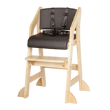 Dine and Grow HIGH CHAIR - Black & Varnish (with Harness)