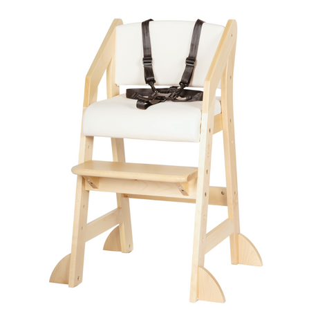 Dine and Grow HIGH CHAIR - White & Varnish (with Harness)