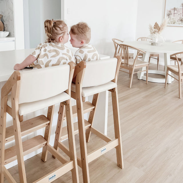 Dine and Grow TODDLER ISLAND CHAIR - White & Varnish