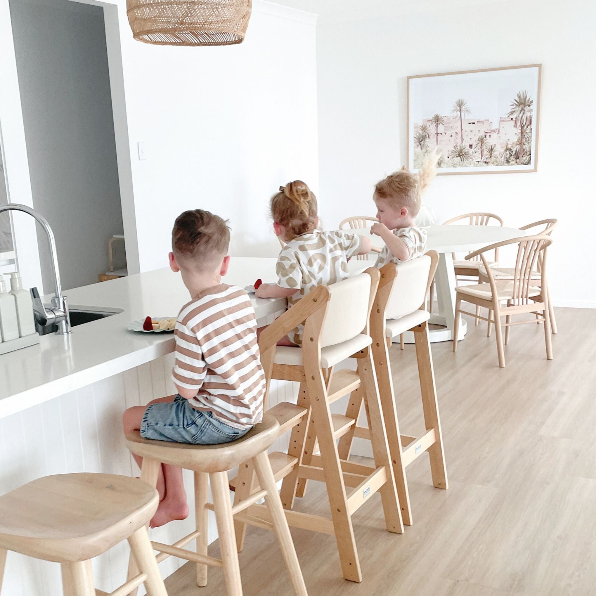 Island Bench Toddler Dining Chair White Varnish My Happy Helpers