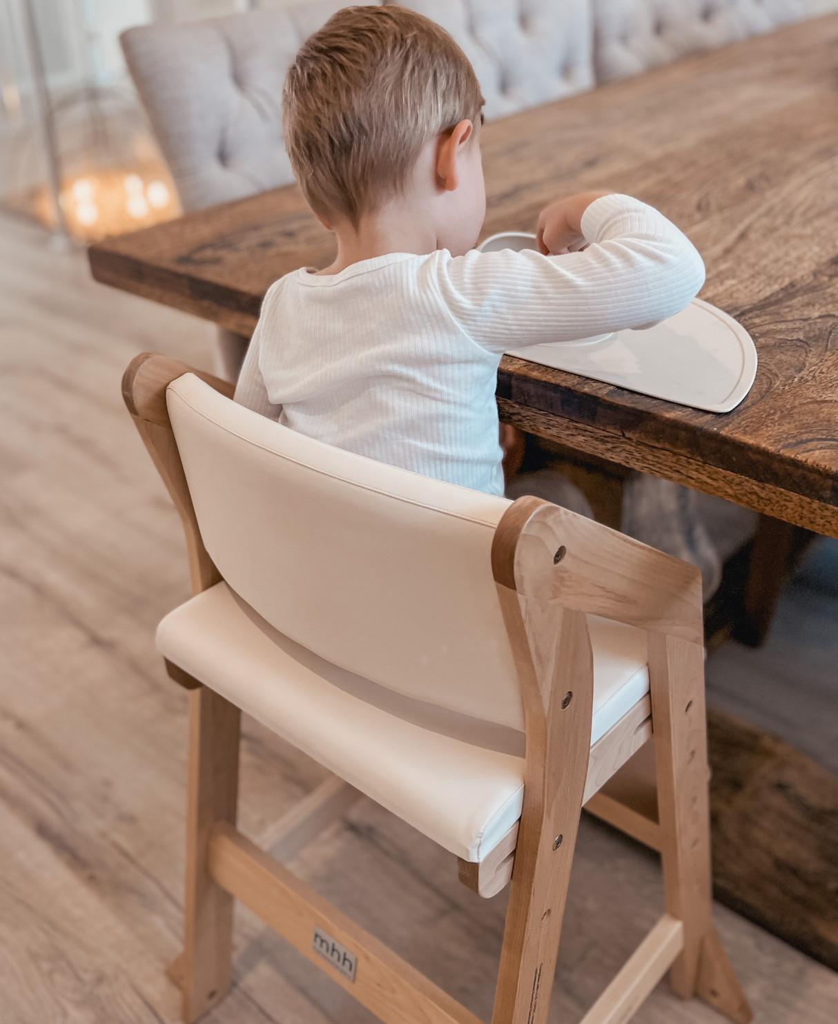 Dine and Grow - White & Varnish Dining Chair-Furniture & Décor-My Happy Helpers
